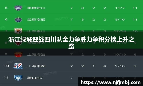 浙江绿城迎战四川队全力争胜力争积分榜上升之路